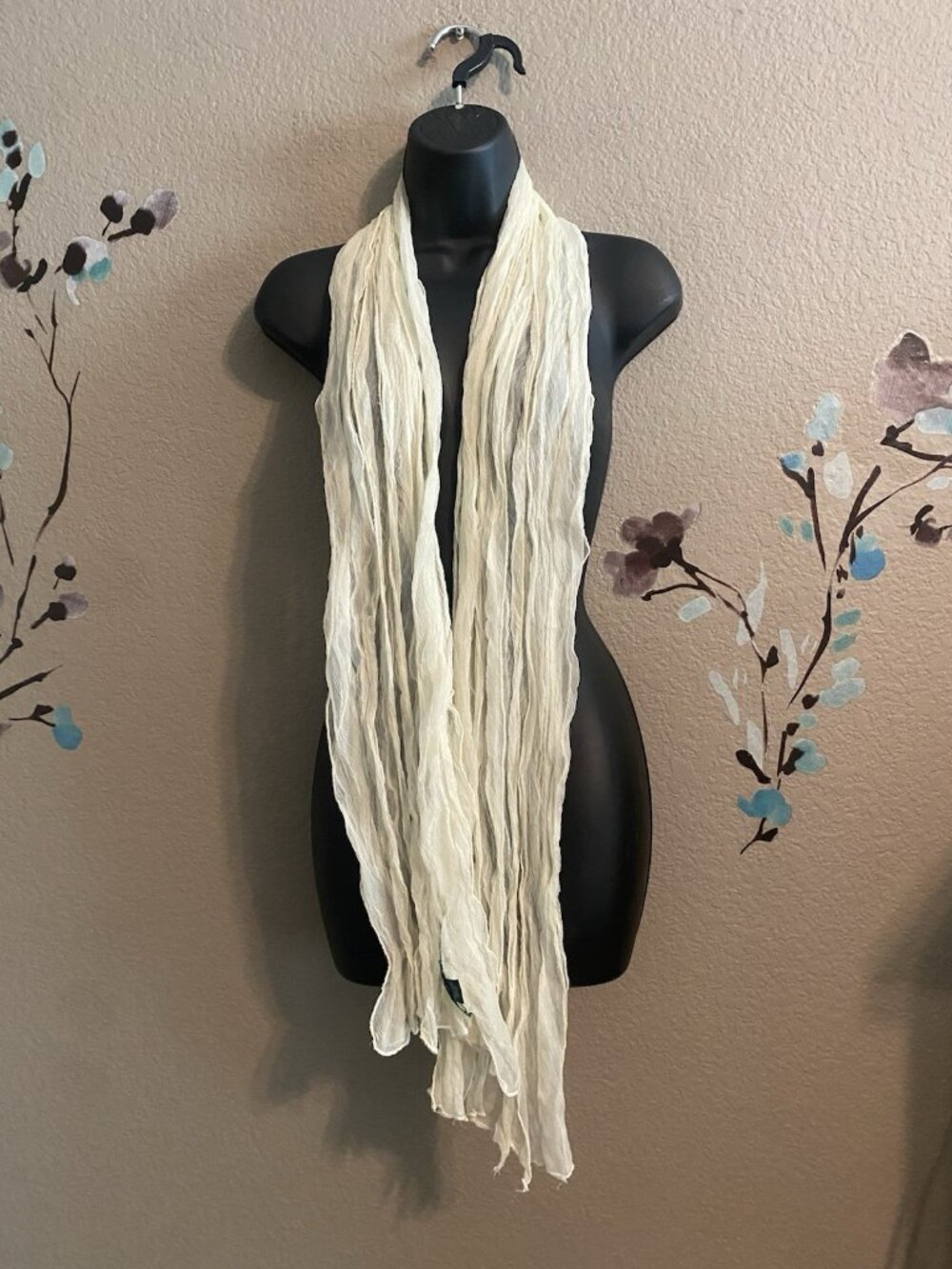 lauren ralph lauren Crepe Textured Viscose Ivory Scarf